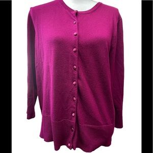 GRACE ELEMENTS BURGUNDY RE CARDIGAN SWEATER, SIZE XL